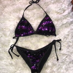 Two piece sequin scrunch swim